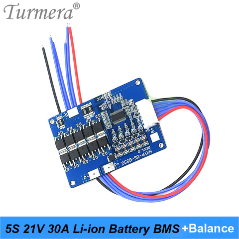 Turmera 5S 21V 30A 45A BMS Balance Lithium Battery Board for 18V 21V Screwdriver Electric Drill Batteries and Medical Device Use ► Photo 1/4