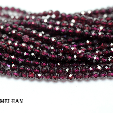 Meihan (2strands/set) natural 4mm+-0.2 Brazil garnet wine red purple faceted round loose beads for jewelry making design ► Photo 1/3