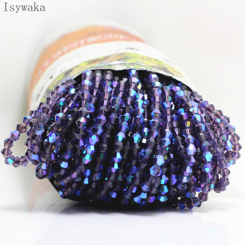 Isywaka Purple Half AB 100pcs 4mm Bicone Austria Crystal Beads charm Glass Beads Loose Spacer Bead for DIY Jewelry Making ► Photo 1/1