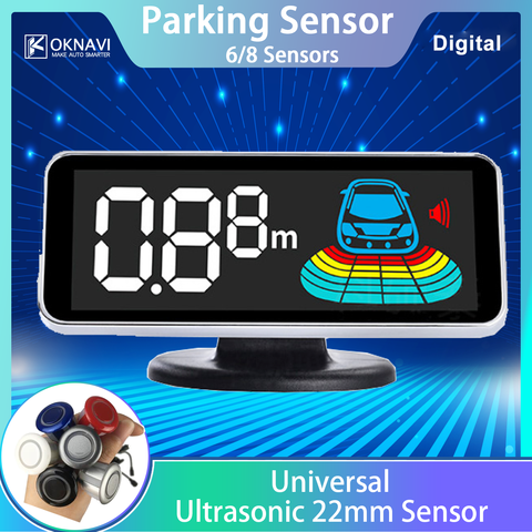 OKNAVI Parktronic LED Display Parking Sensor 6/8 Sensors Kit Reverse Backup Auto Car Parking Radar Monitor Detector System 22mm ► Photo 1/6