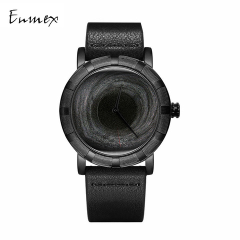 2022 Enmex creative stylish waterproof wristwatch BLACK HOLE concept Genuine leather strap fashion Stylish 5ATM quartz watch ► Photo 1/6