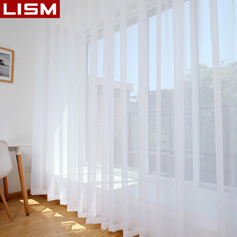 LISM White Curtain Window Tulle Sheer For Living Room Bedroom The Kitchen Finished Window treatment Decorations Panel ► Photo 1/6