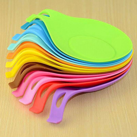 Soft Silicone Spoon Insulation Mat Silicone Heat Resistant Placemat Tray Spoon Pad Desk Mat Drink Glass Coaster Kitchen Tool ► Photo 1/6