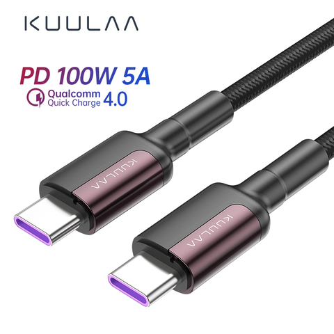 KUULAA USB Type C to USB C Cable For XIAOMI POCO X3 Type-C PD 100W Fast Quick Charge 4.0 USB-C Cable For MacBook iPad 100W USBC ► Photo 1/1