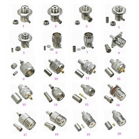 1Pcs UHF PL259 SO239 Crimp RG316 RG174 / RG58 RG142 / RG8X LMR240 / RG5 RG6 / RG8 LMR400 Male & Female RF Adapter ► Photo 1/6