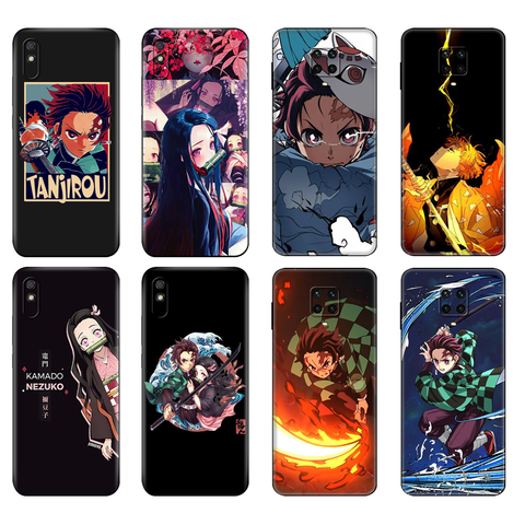 Black tpu Case For Xiaomi Redmi 7A 8 8A 9 9A 9C Case Redmi Note 8T 8 Pro T Note 9 9S 9 Pro Anime Demon Slayer Kimetsu no Yaiba ► Photo 1/6