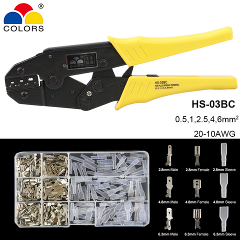 HS-03BC 0.5-6mm2 Crimping Pliers 2.8 4.8 6.3 Plug Terminals Tab Sleeve Crimp 20-10AWG Spade Connector Crimping Stripping Tools ► Photo 1/6