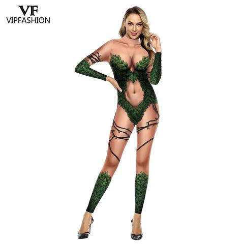 VIP FASHION Adult Women's superman Poison Ivy Costume Halloween Cosplay Fancy Dress Spandex Jumpsuit ► Photo 1/3