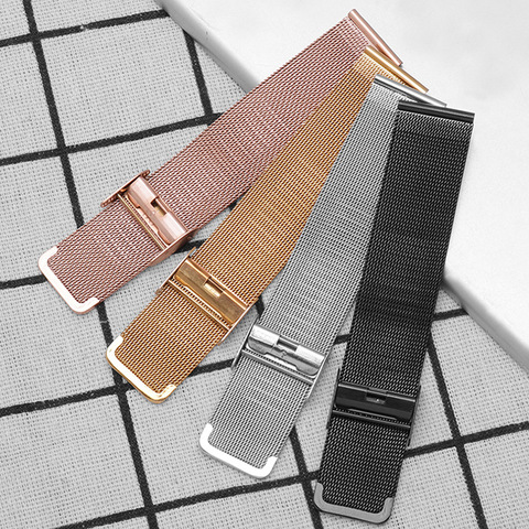 Watch Strap 8mm 10mm 12mm 14mm 16mm 18mm 20mm 22mm 24mm Rose Gold Black Blue Stainless Steel Band Mesh Milanese Loop Leather ► Photo 1/6