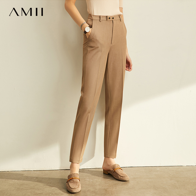 Amii Spring Autumn Pants Office Lady Solid Nine Points Loose Female  Trousers High Waist Slim Straight Women Suit Pants 11960733 - Price history  & Review, AliExpress Seller - Amii Official Store