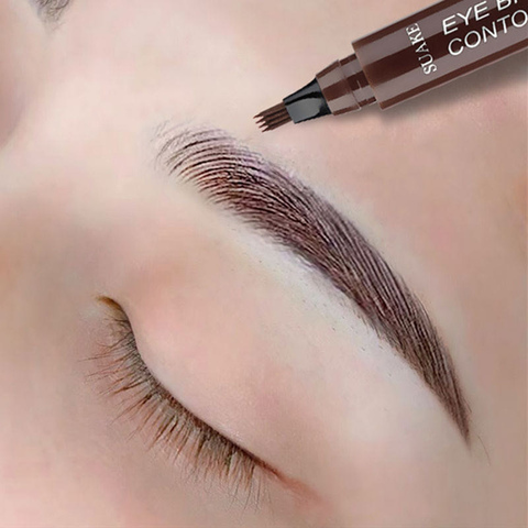 Hot Selling Eyebrow Pen Waterproof 4 Fork Tip Eyebrow Tattoo Pencil Long Lasting Professional Brown Black Liquid Eye Brow Pencil ► Photo 1/6