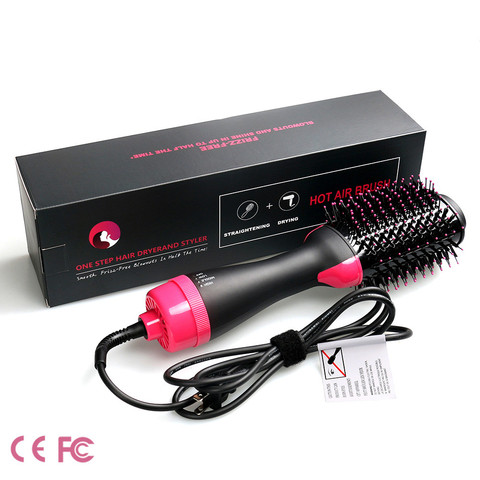 Dropshipping 2 IN 1 One Step Hair Dryer Hot Air Brush Hair Straightener Curler Comb Roller Electric Ion Blow Dryer Brush ► Photo 1/6