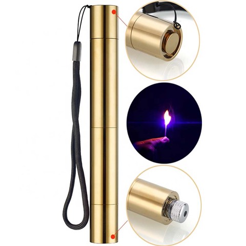 powerful Blue Laser Pointer Pure copper material High Power Torch light Blue Lazer  burn match candle lit cigarette ► Photo 1/6