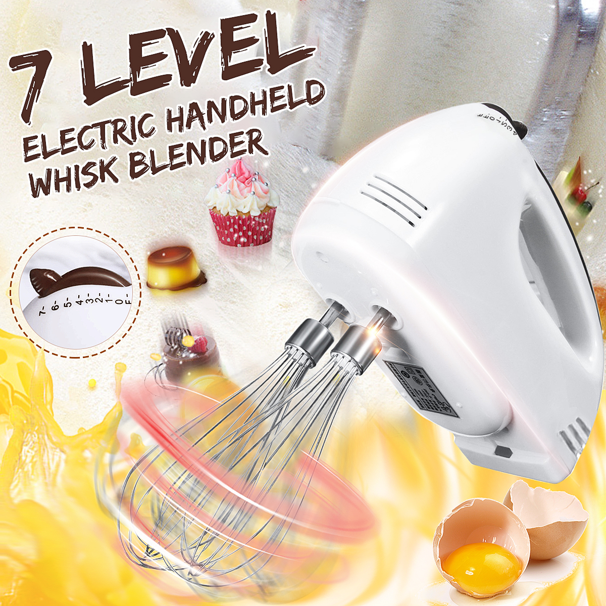 7 Speed Egg Beater Home Baking Cake Kitchen Tool Mixer Electric Whisk