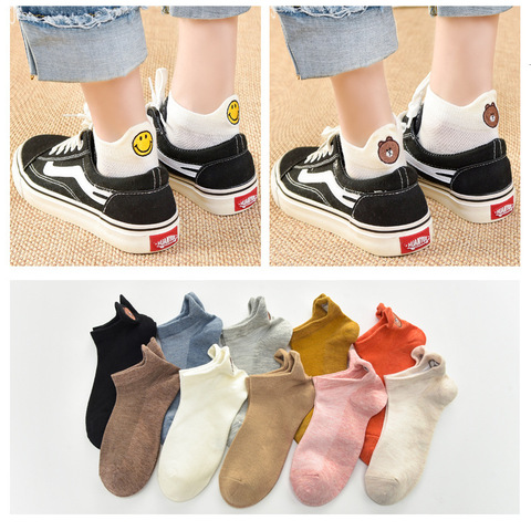 Candy Color Women Socks Happy Fashion Ankle Funny Socks Girls Female Cotton Embroidered Expression Socks ms32 ► Photo 1/6