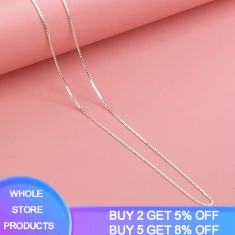 With Certificate 100% Original 925 Solid Silver Box Chain Necklaces Women Daily Accessories Choker Necklaces Silver 925 Jewelry ► Photo 1/6