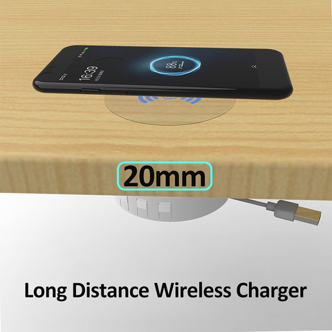 20mm Qi Invisible Wireless Charger Table Charging Pad Furniture Desktop Desk Embedded for iPhone 11Pro XS Samsung S20 S10 Xiaomi ► Photo 1/6