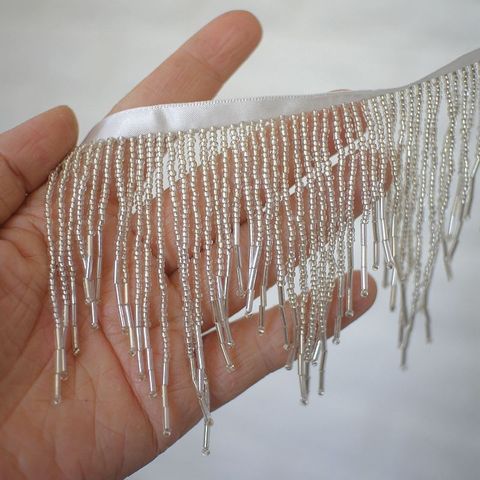 1Yard Handmade sewing tassel fringe trimming bridal bead patch appliques for wedding dress belt DIY sew on ► Photo 1/6