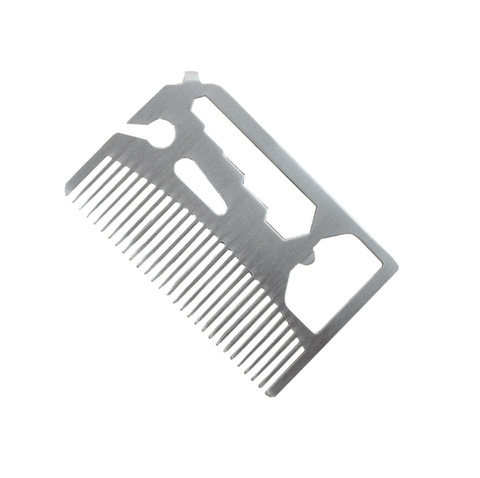 Men's Stainless Steel Comb Hairdressing, Beard Comb. Multi-function Bottle Opener Credit Card Size Gift for Men ► Photo 1/5