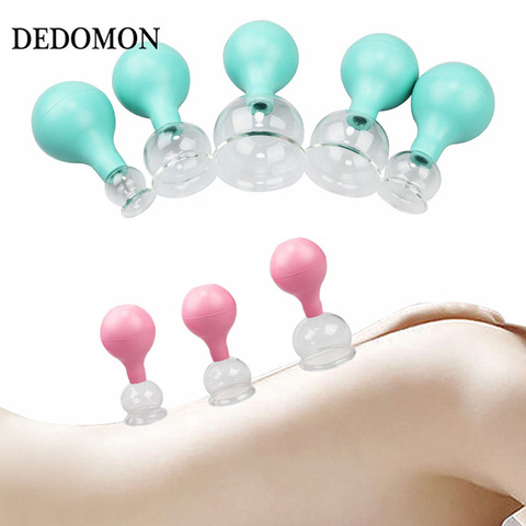 Rubber Head Glass Vacuum Cupping Cups Family Medical Vacuum Cans Suction Therapy Device Back Body Massage Health Care Tools ► Photo 1/6