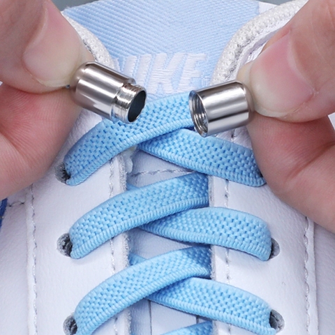 V Metal Lock Round Elastic Shoelaces Flat Fashion Safety No Tie Shoelace Suitable For All Kinds Of Shoes off white Lazy laces ► Photo 1/6