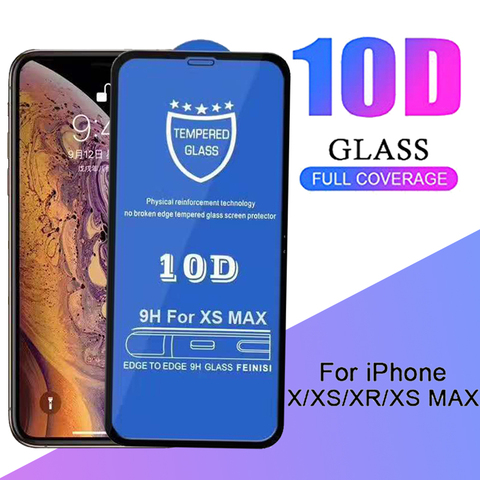 10pcs 10D Tempered Glass For iPhone 12 Mini 11 Pro Max XS XR X 8 7 6 6S Plus SE Full Coverage Cover Curved Screen Protector Film ► Photo 1/6