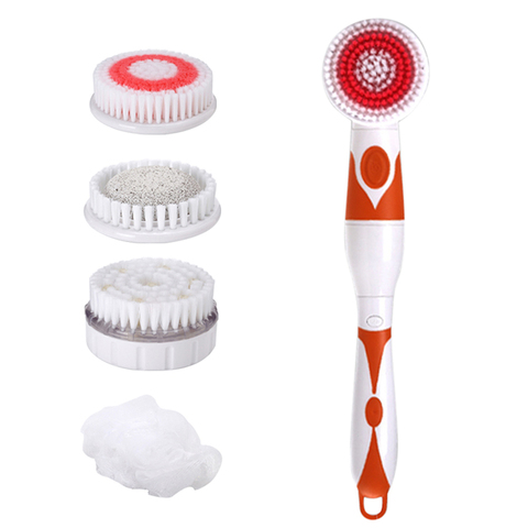 Interchangeable Electric Bath Brush Back-Rubbing Brush Long Handle Spinning Body Cleaning Spa Massage Shower Brush Sets Massager ► Photo 1/6