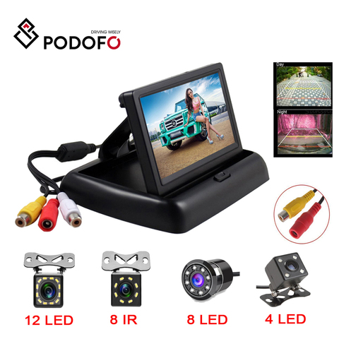 Podofo 4.3 inch HD Foldable Car Rear View Monitor Reversing LCD TFT Display with Night Vision Backup Rearview Camera for Vehicle ► Photo 1/6