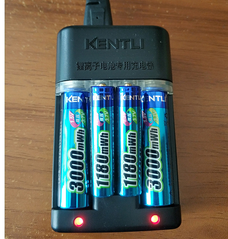 KENTLI 2pcs 1.5v 3000mWh AA+2pcs 1.5v 1100mWh AAA rechargeable Li-polymer li-ion lithium battery + 1 AA AAA tCharger(KT-CPH-57) ► Photo 1/1