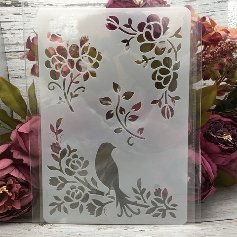 1Pcs 26*17cm Bird on Tree DIY Layering Stencils Wall Painting Scrapbook Coloring Embossing Album Decorative Card Template ► Photo 1/1