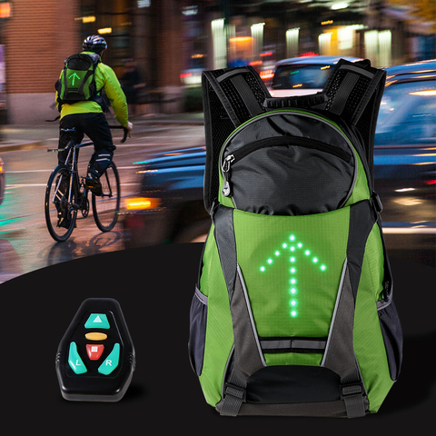 Cycling 18L Outdoor Wireless Control Running LED Backpack Night Riding Camping Safety Turn Signal LED Light Direction Indicator ► Photo 1/6