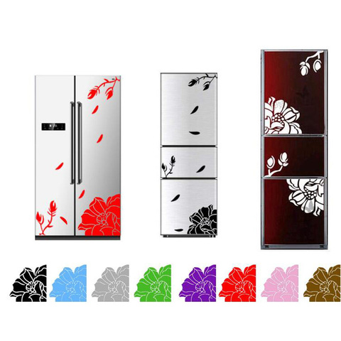 Fridge Door Cover Magnolia Wall Sticker Self-adhesive  flower Refrigerator Stickers Wallpaper home decor  adesivos de paredes ► Photo 1/6