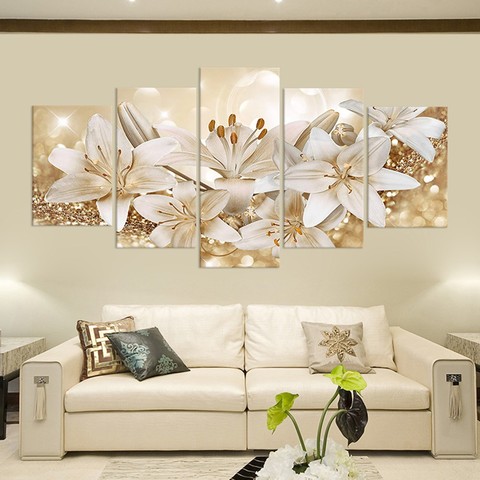 Fashion Wall Art Canvas Painting 5 Pieces Fashion Beautiful Flower Living Room Decoration art Prints Wall Pictures Home Decor ► Photo 1/6