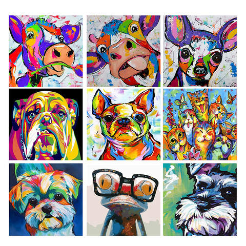 Paint By Numbers For Adults cartoon cows Table Decoration Modern 60X75Cm Photo Frames Oil Painting On Canvas Handmade Gatyztory ► Photo 1/6