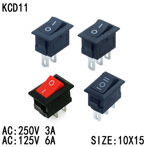 10PCS KCD11 Push Button Switch 10x15mm 3A 250V Boat Car Rocker Switch SPST 2Pin Snap-in On/Off Switch ► Photo 1/4