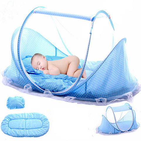 Baby Bedding Crib Netting Folding Baby Mosquito Nets Bed Mattress Pillow Three-piece Suit For 0-3 Years Old Children ► Photo 1/6