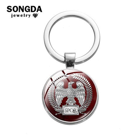 SPQR Roman Empire Key Chain Retro Pattern Glass Cabochon Keychain Senate and People of Rome Key Ring Motorcycle Car Accessories ► Photo 1/6