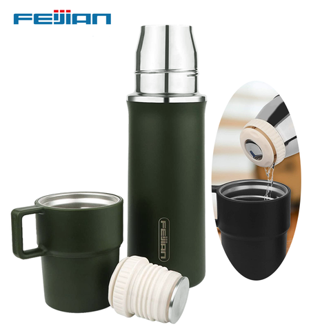 FEIJIAN Built-in Lid Cup Water Thermos Bottle Vacuum Stainless Steel Beverage Thermal Mug Coffee Cycling Travel Vacuum Flask ► Photo 1/6