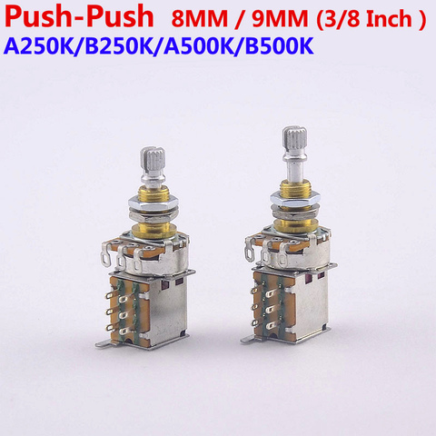 GuitarFamily Brass Shaft A500K/B500K Push Push Pot Potentiometer For Electric Guitar/Bass  ( Mounting Shaft Diameter 8MM ) ► Photo 1/6