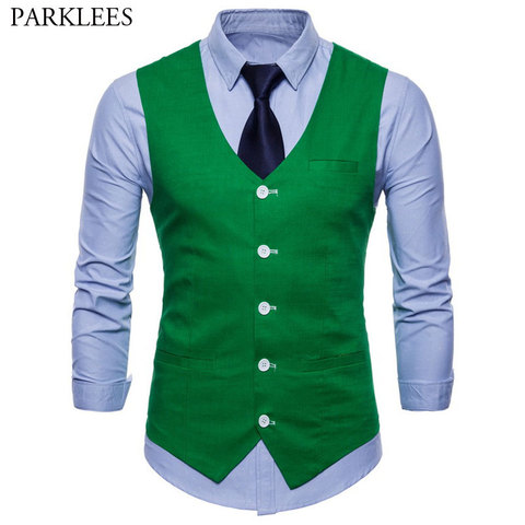 Mens Casual Green Cotton Linen Suit Vest 2022 Spring New 9 Colors Waistcoat Men Business Wedding Dress Vest Waistcoat Male Gilet ► Photo 1/6