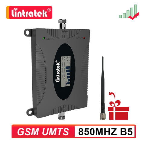 Lintratek 2G 3G GSM CDMA Cell Phone Repeater 850 MHZ Mobile Signal Amplifier Cellular Booster B5 850MHZ Accessories with Antenna ► Photo 1/6