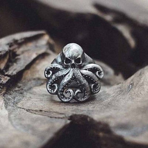 EYHIMD Cool Mens Octopus Skull Ring 316L Stainless Steel Jewelry Seaman Rings for Men Puck Biker Jewelry Gifts ► Photo 1/5