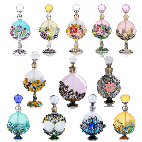 H&D 16 Kinds Antiqued Style Glass Refillable Perfume Bottle Figurine Retro Empty Essential oil Container Wedding Favors Gift ► Photo 1/6