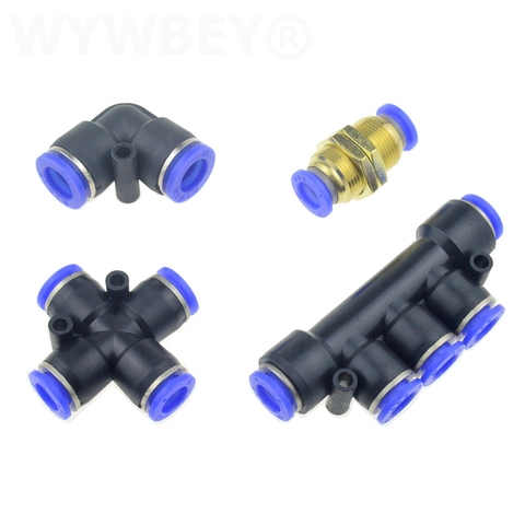 Air Pneumatic Connector Elbow Cross 2 4 5 Way Bulkhead Push In Pipe Fitting 6mm 8mm 10mm 12mm Air Water Hose Tube Quick Coupling ► Photo 1/5