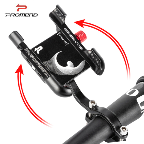 Promend Aluminum Alloy Bicycle Mobile Phone Holder Non-Slip Bike Phone Holder 360 Degree Rotation Cell Phone Gps Holder Stand ► Photo 1/6