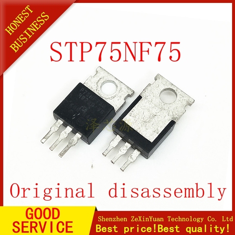 10PCS original used  STP75NF75 STP75N75 P75NF75 75NF75 75N75 - MOSFET N-CH 75V 80A 300W TO-220-3(TO-220AB) ► Photo 1/1