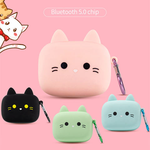 TWS Cute Cat Wireless Earphone Bluetooth 5.0 Headset Macaron Earbuds With Mic Charging Box Waterproof  Comfortable  Earphones ► Photo 1/6