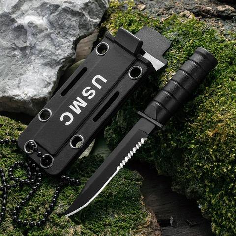 Swayboo survival knife sawtooth blade  fixed Portable Mini Necklace Small Straight Knife case Fruit Knife hunting ► Photo 1/6