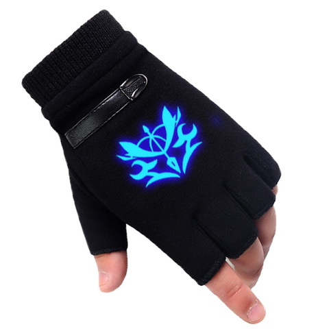 Luminous Winter Anime Fate/stay Night Glove Half Finger Couple Cartoon Fate Zero Mitten Black Plus Cashmere Unisex Cosplay Gift ► Photo 1/6