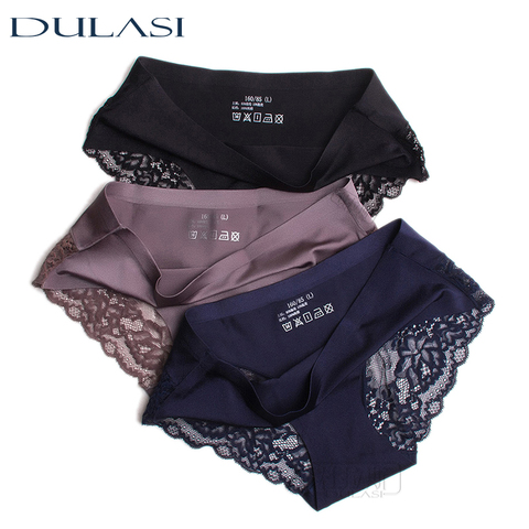 Sexy Lace Panties Seamless Women Underwear Nylon Silk  Briefs Intimates Bikini Cotton Lingerie Amazing Briefs DULASI 3 pcs set ► Photo 1/6